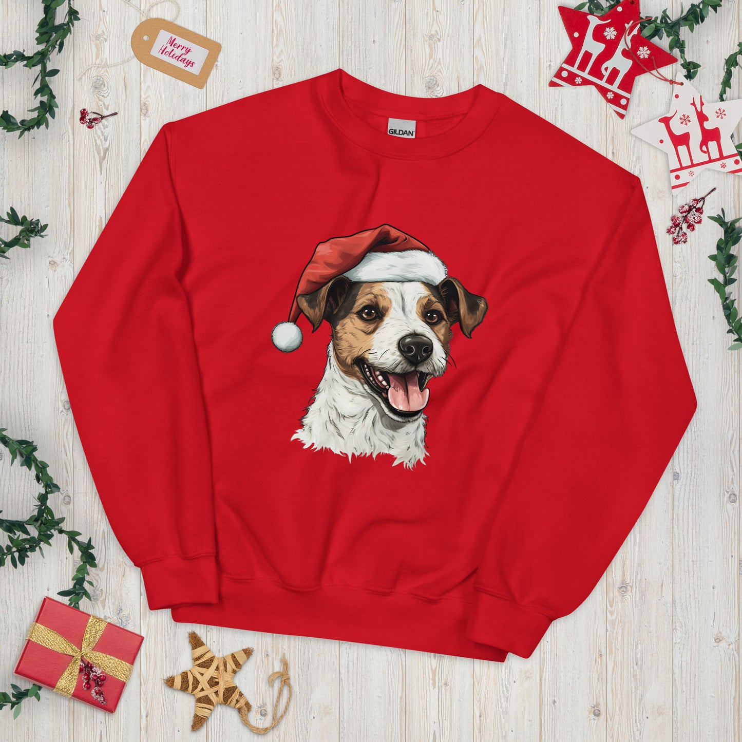 Jack Russell Terrier Unisex Red Christmas Sweatshirt