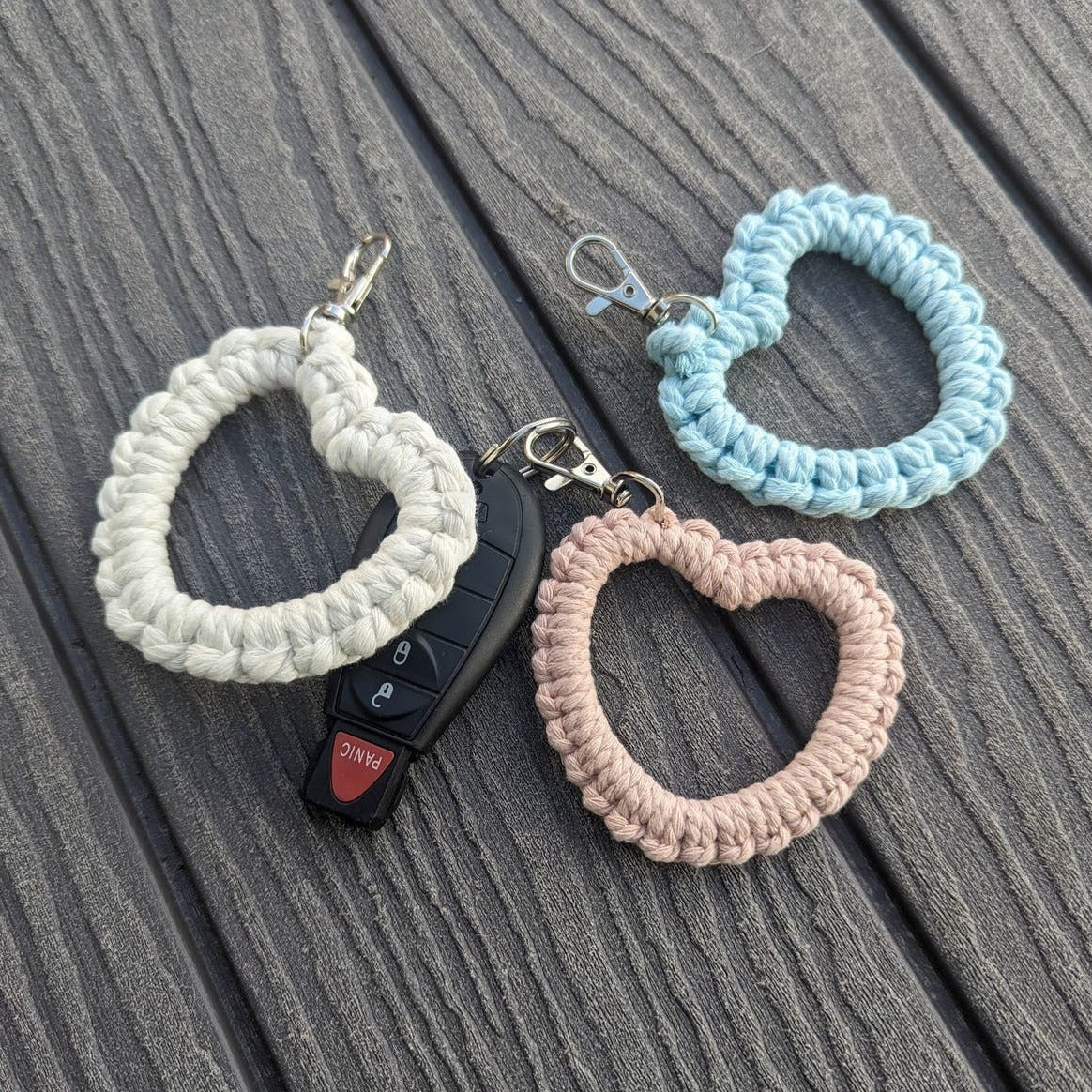 Macrame Heart Keychain