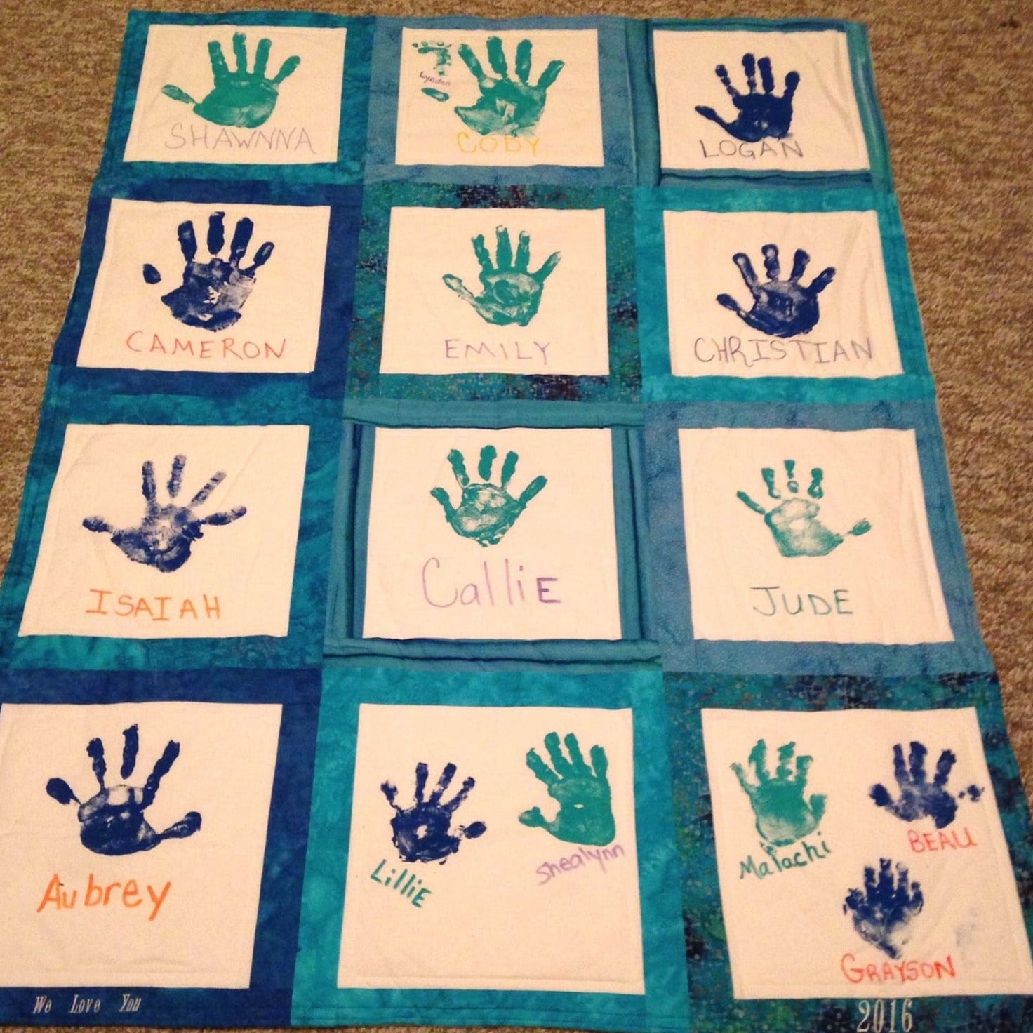 Custom Memory Handprint Quilt