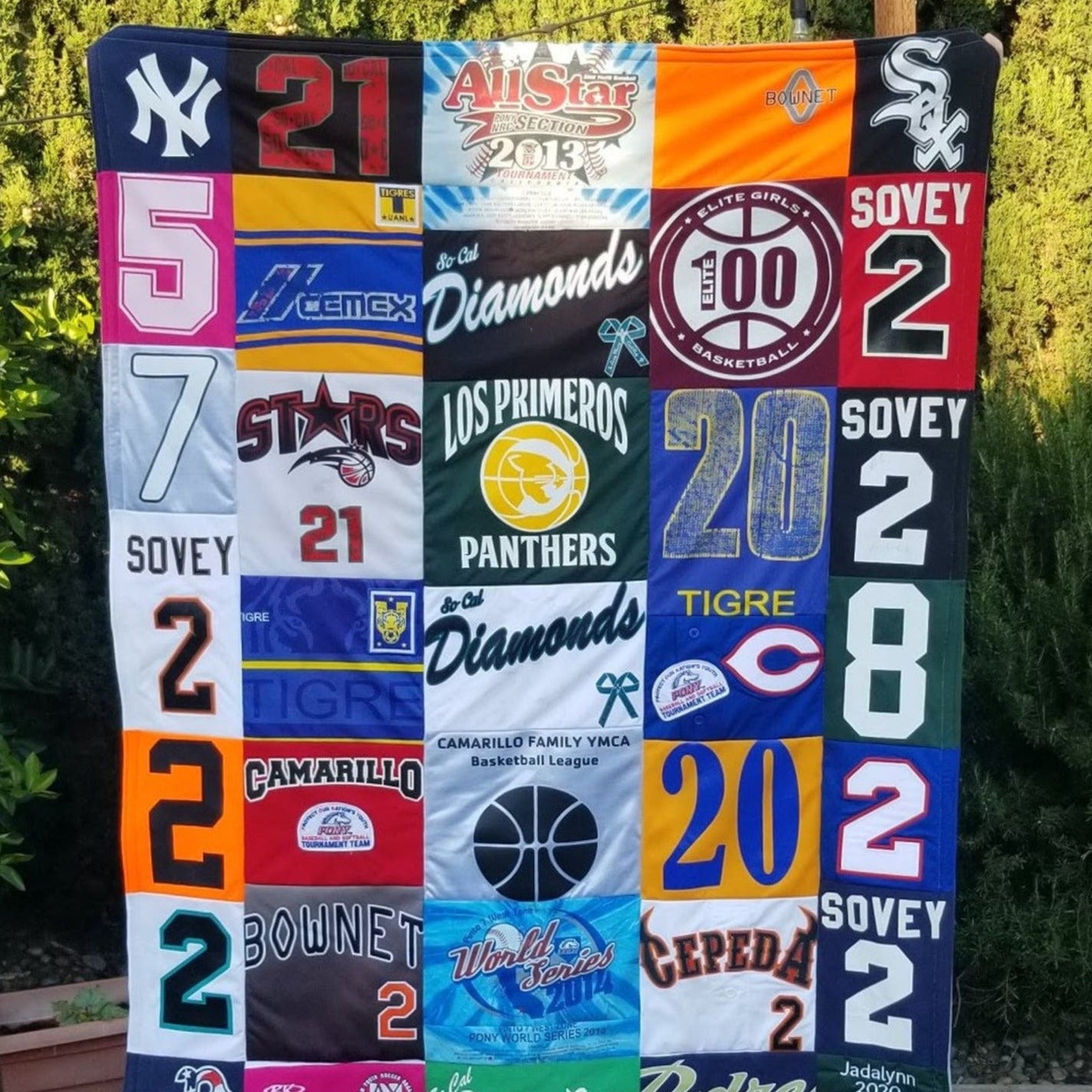 Custom Memory Quilt made with Sports Jerseys 