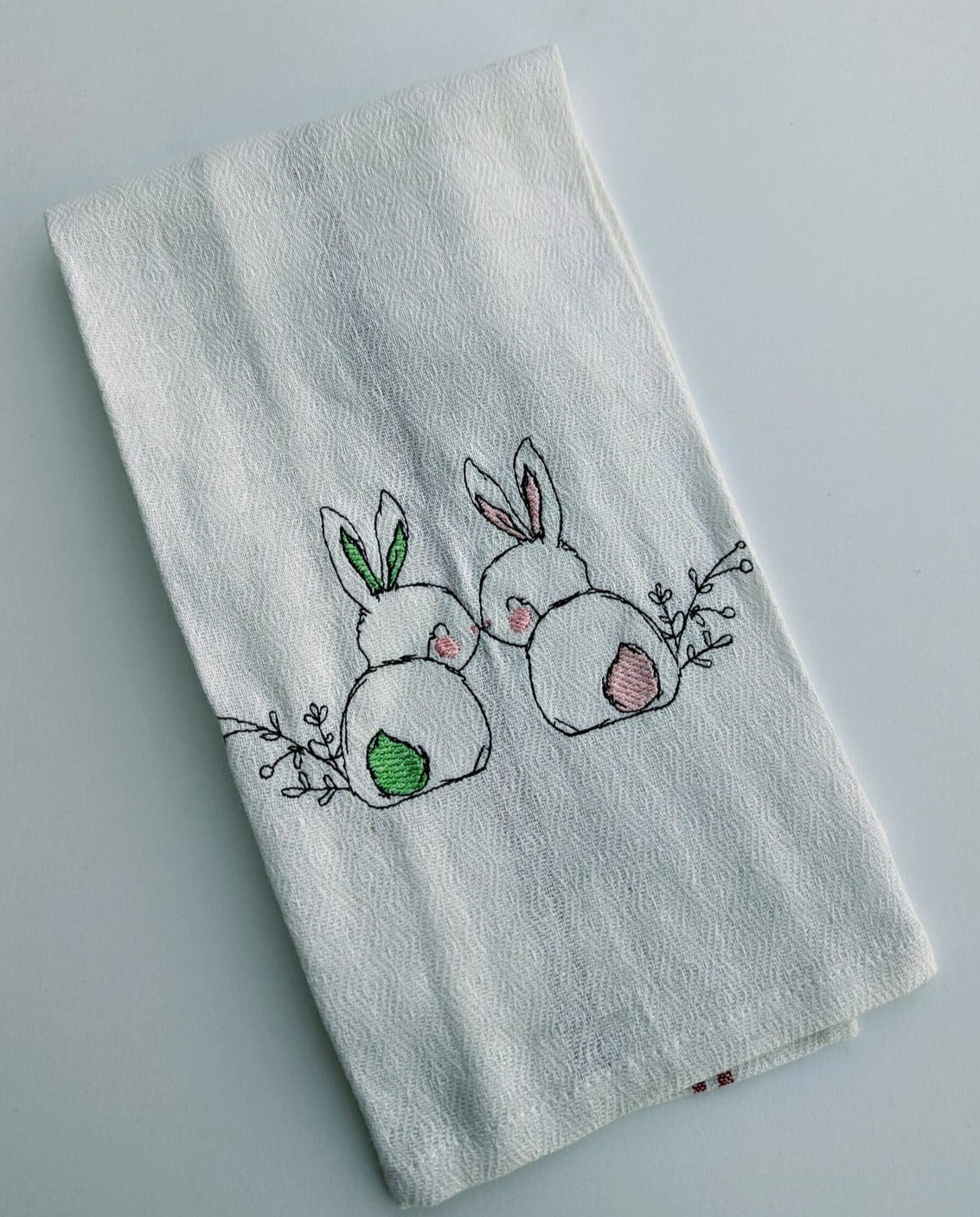 Embroidered Easter Bunny Tea Towel