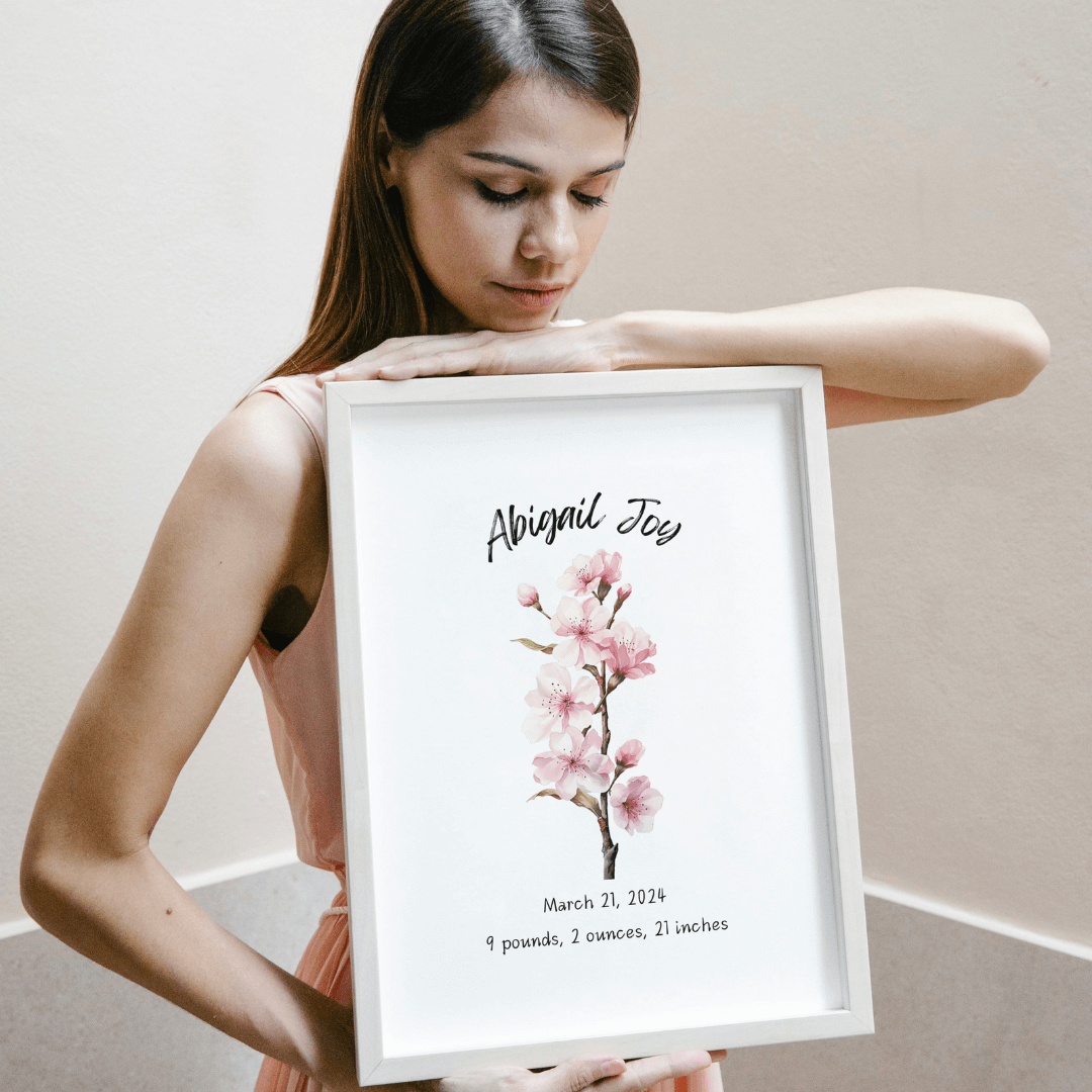 Personalized Baby Birth Month Flower Art