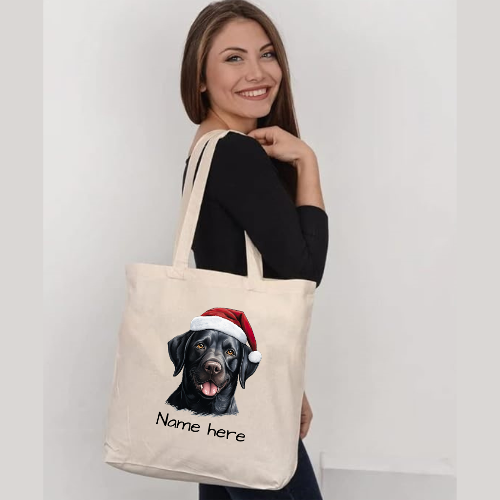 Festive Labrador Retriever Organic Canvas Tote – Holiday Cheer for Dog Lovers