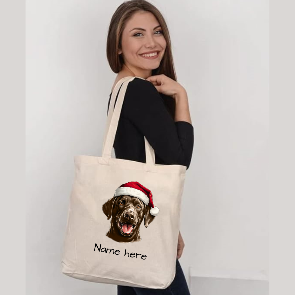 Festive Labrador Retriever Organic Canvas Tote – Holiday Cheer for Dog Lovers