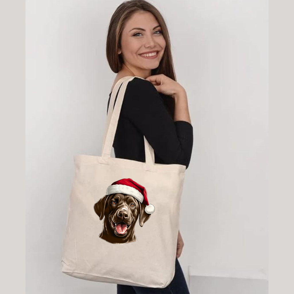 Festive Labrador Retriever Organic Canvas Tote – Holiday Cheer for Dog Lovers