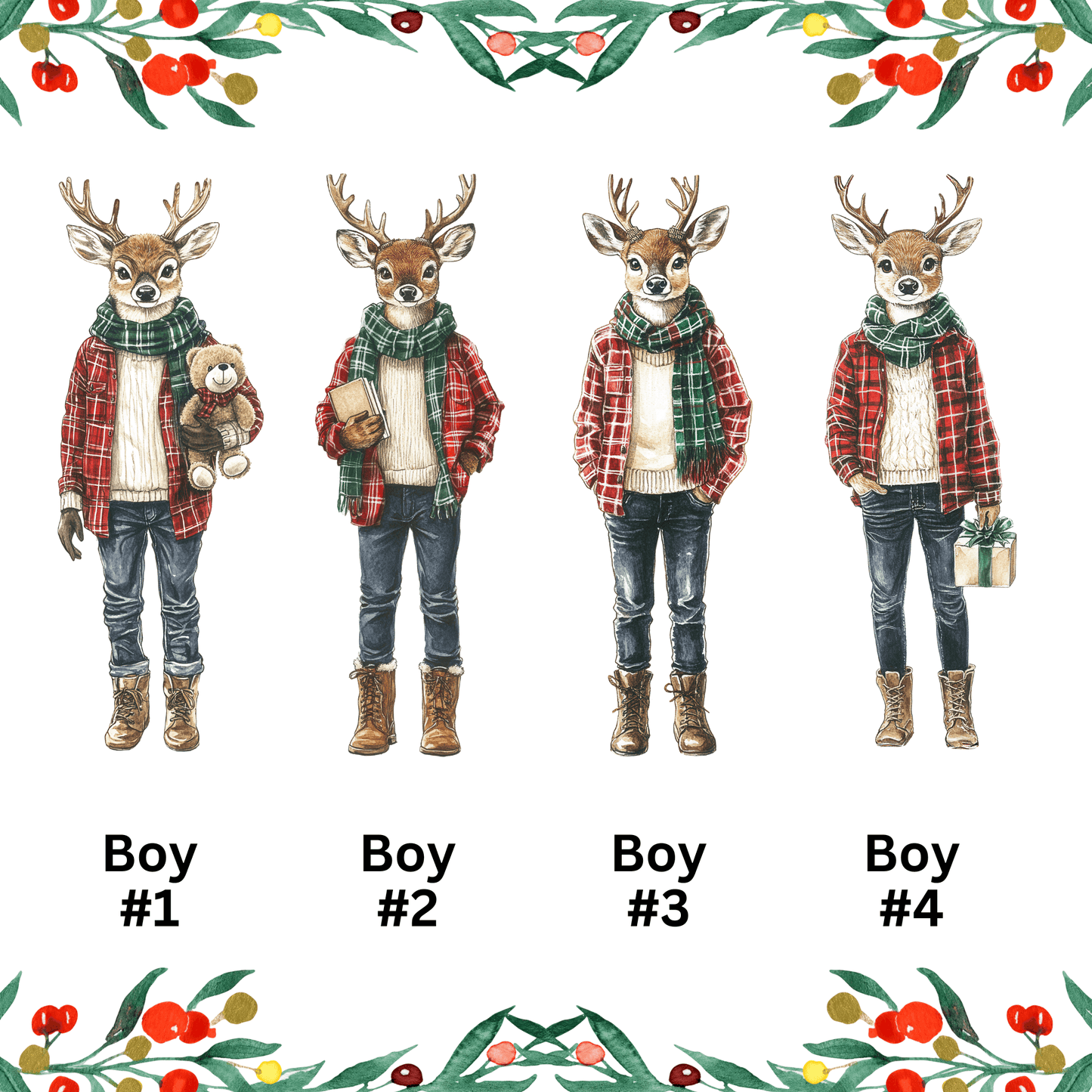 Personalized Family Reindeer Christmas Art - Festive, Cute, and Made for Your Loved Ones