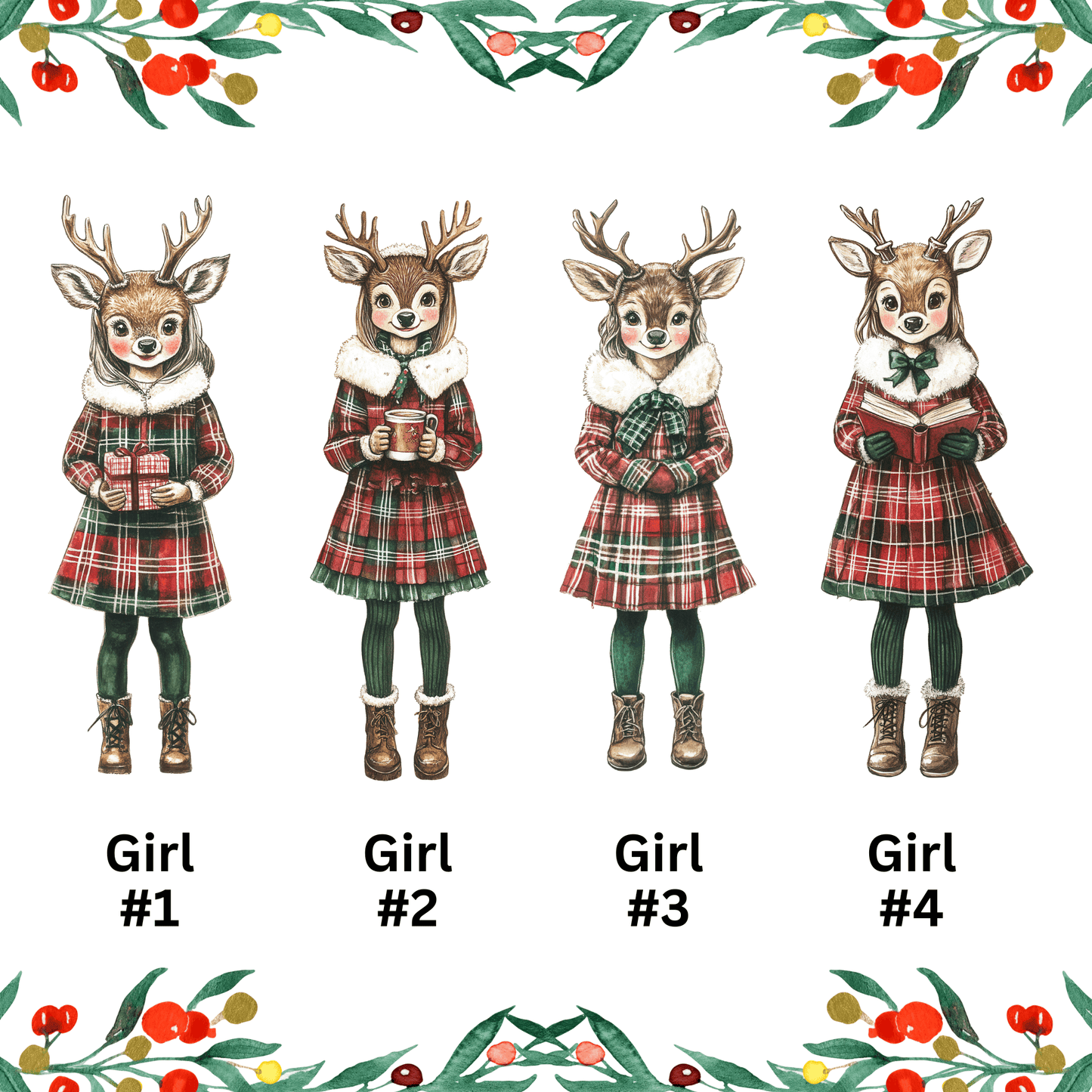 Personalized Family Reindeer Christmas Art - Festive, Cute, and Made for Your Loved Ones