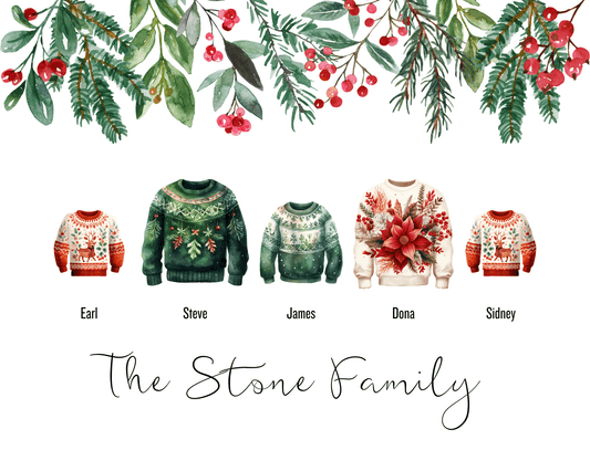 Personalized Ugly Christmas Sweater Family Portrait