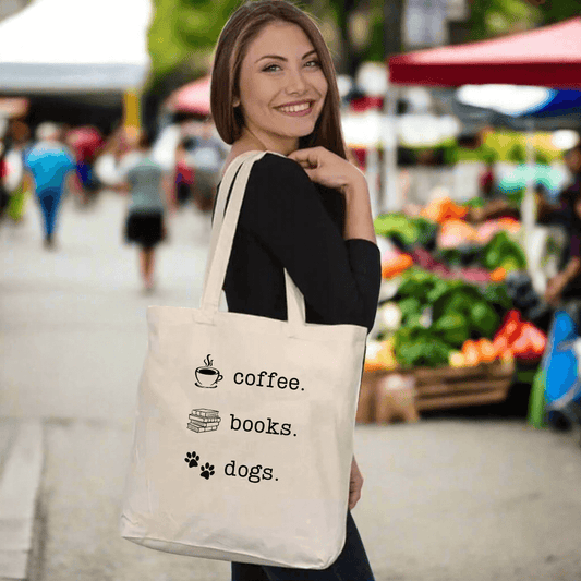 Coffee Books Dogs Tote Bag