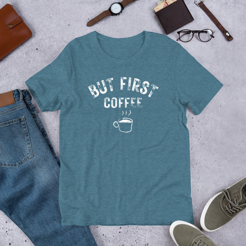 But First Coffee Unisex tee logo