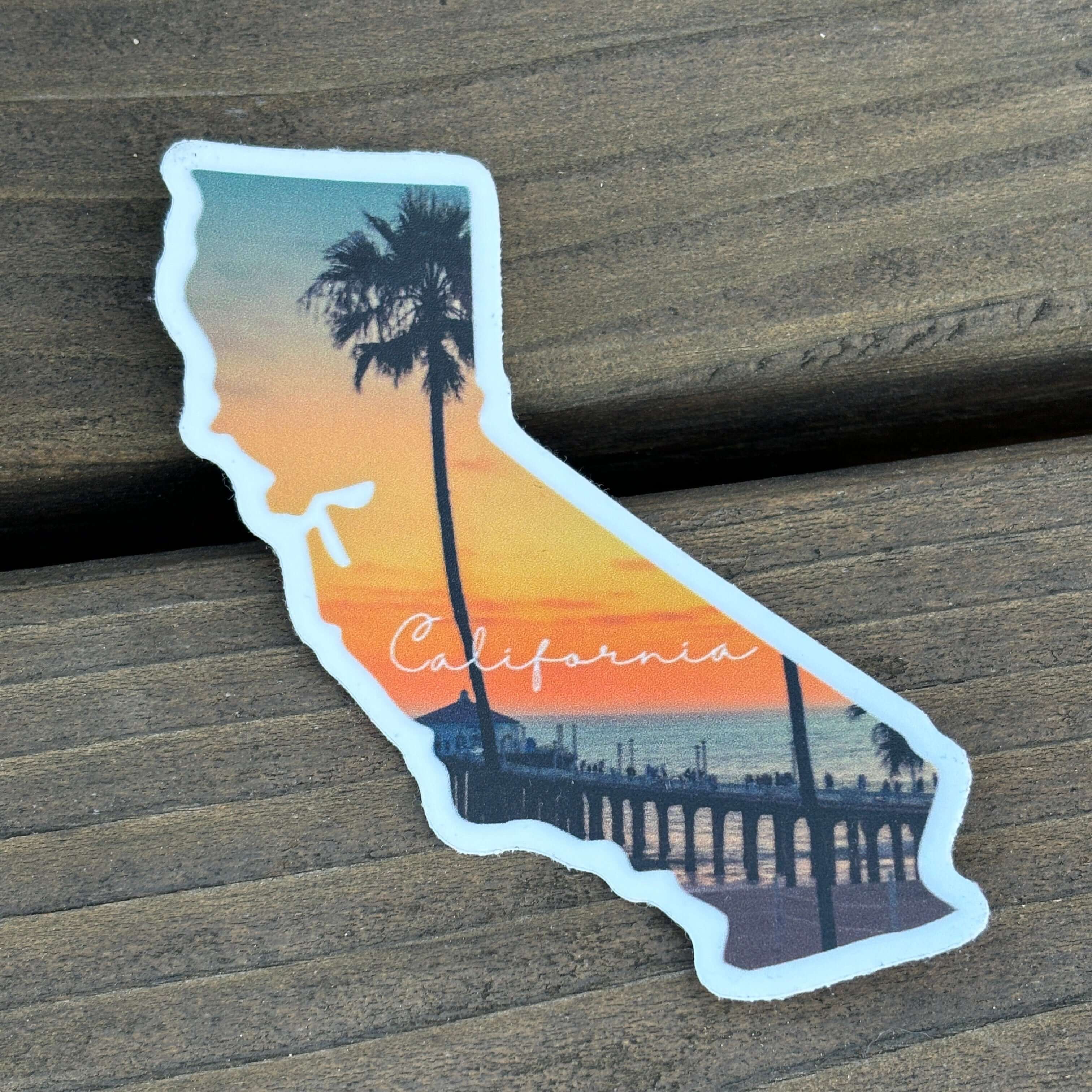 California Sunset Pier Vinyl Sticker - Coastal Vibes Decal – Stones ...