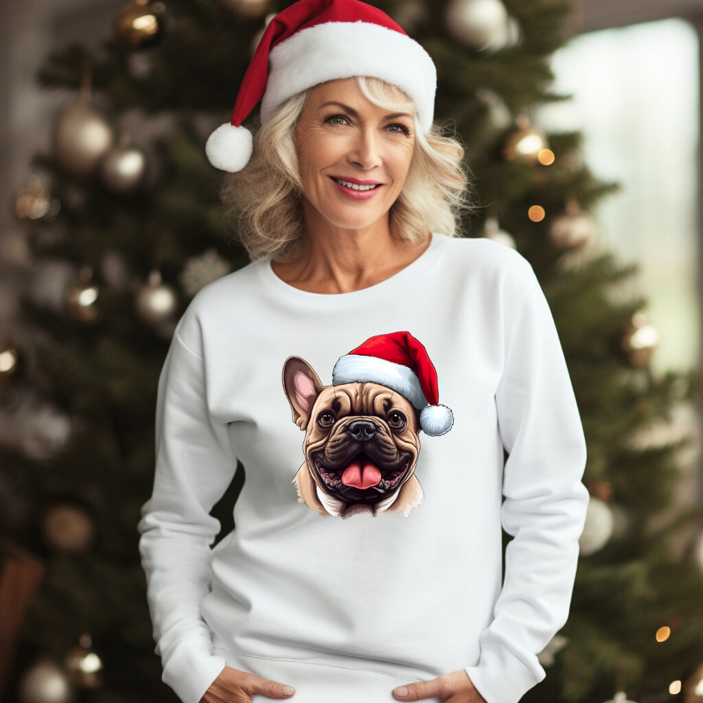 Christmas themed French Bulldog White Sweatshirt