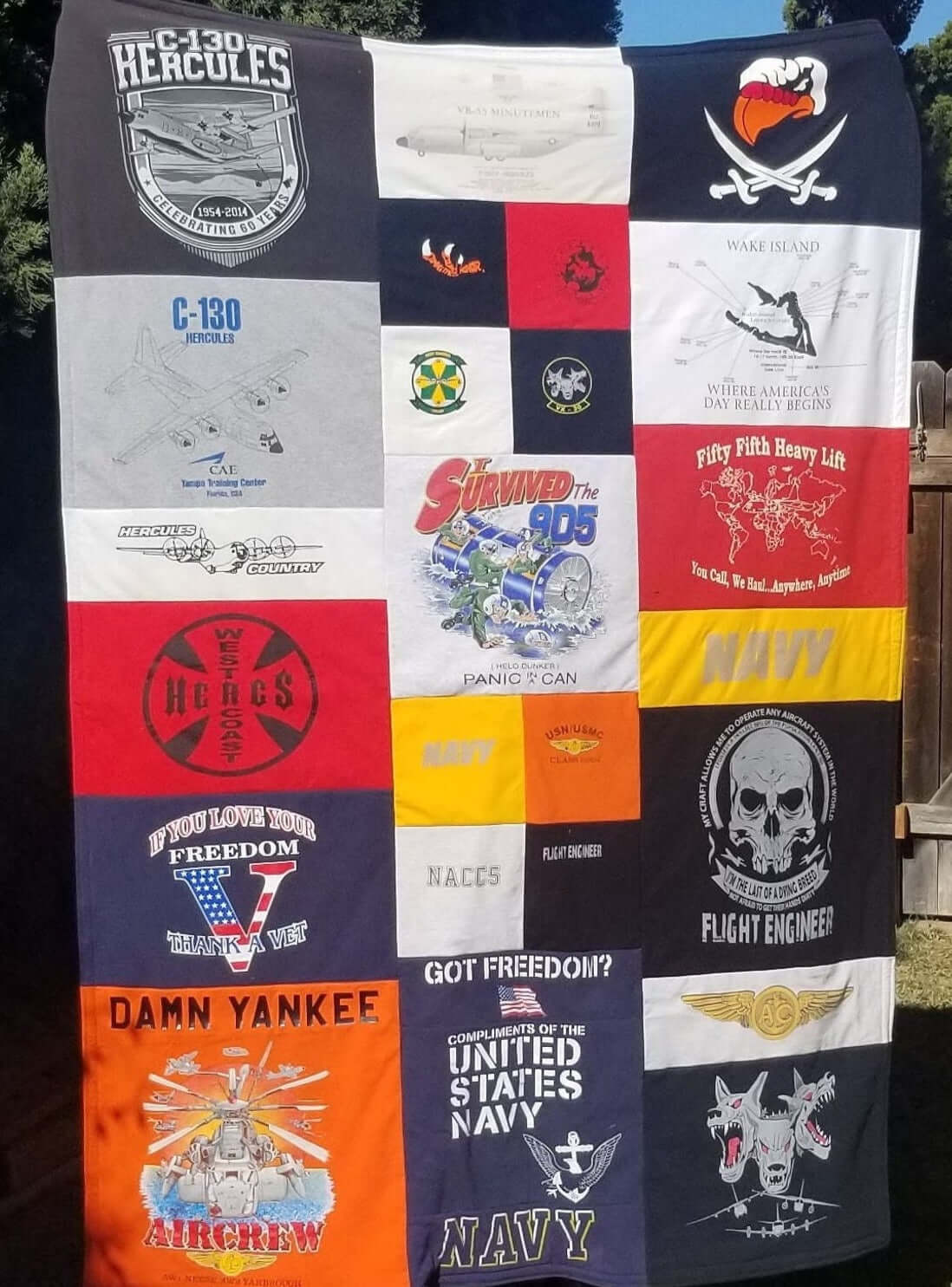 Handmade custom memory T-shirt quilt.