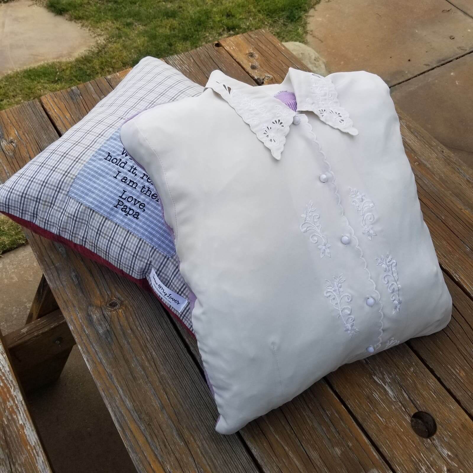 Pillows made from shirts of loved ones best sale