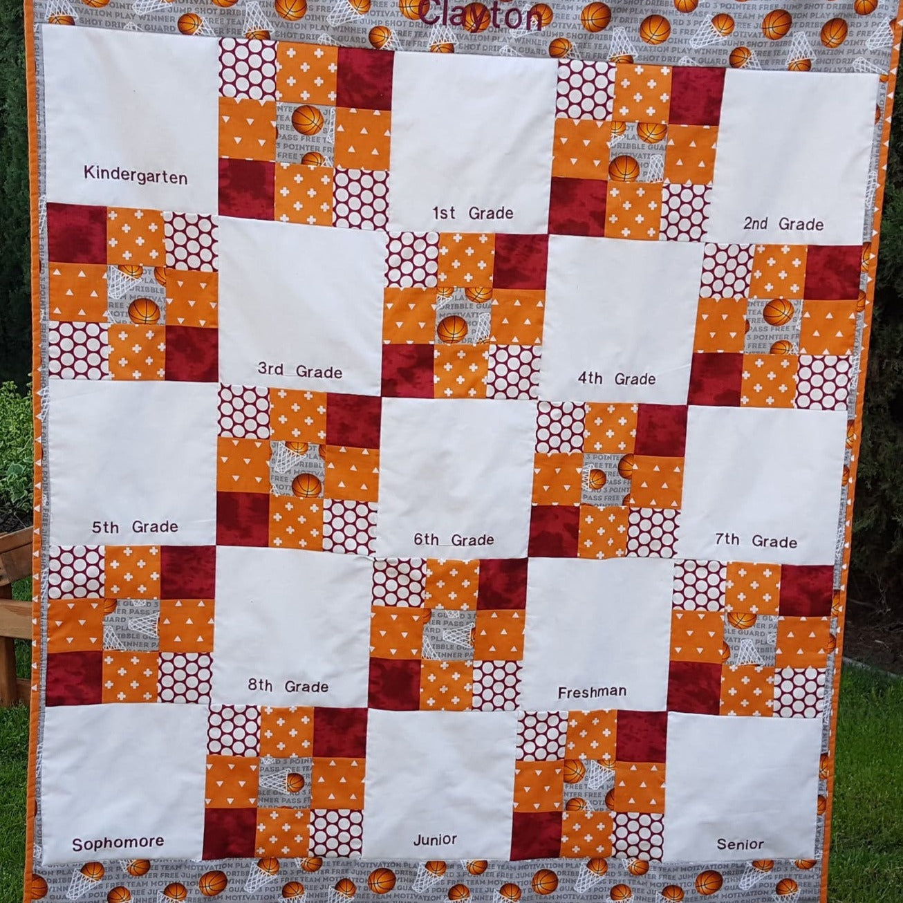 school years handprint custom quilt