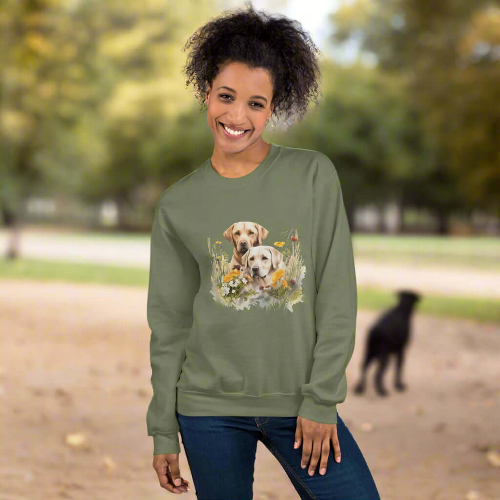 Green Labradors Flower Sweatshirt