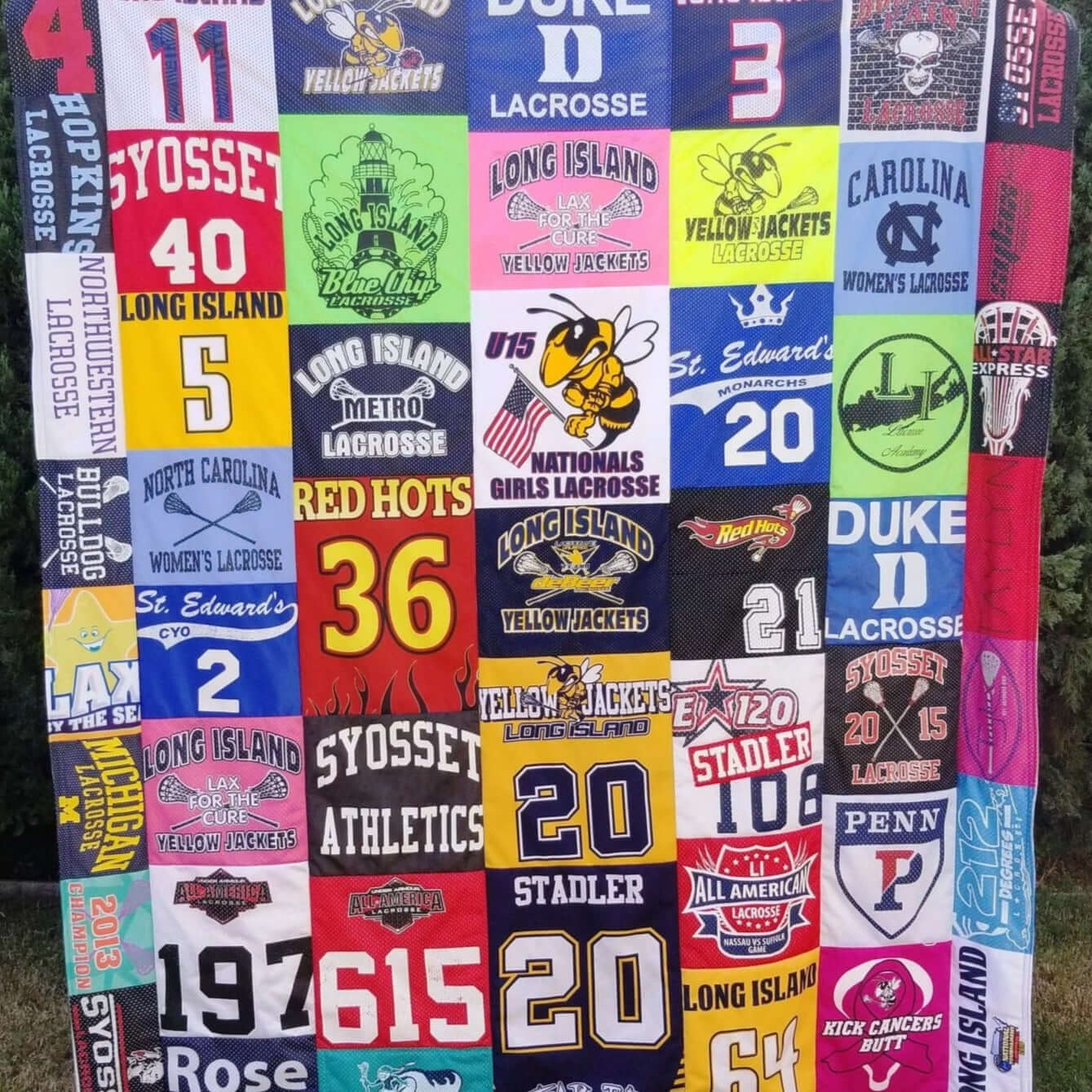 Handmade custom memory T-shirt quilt.