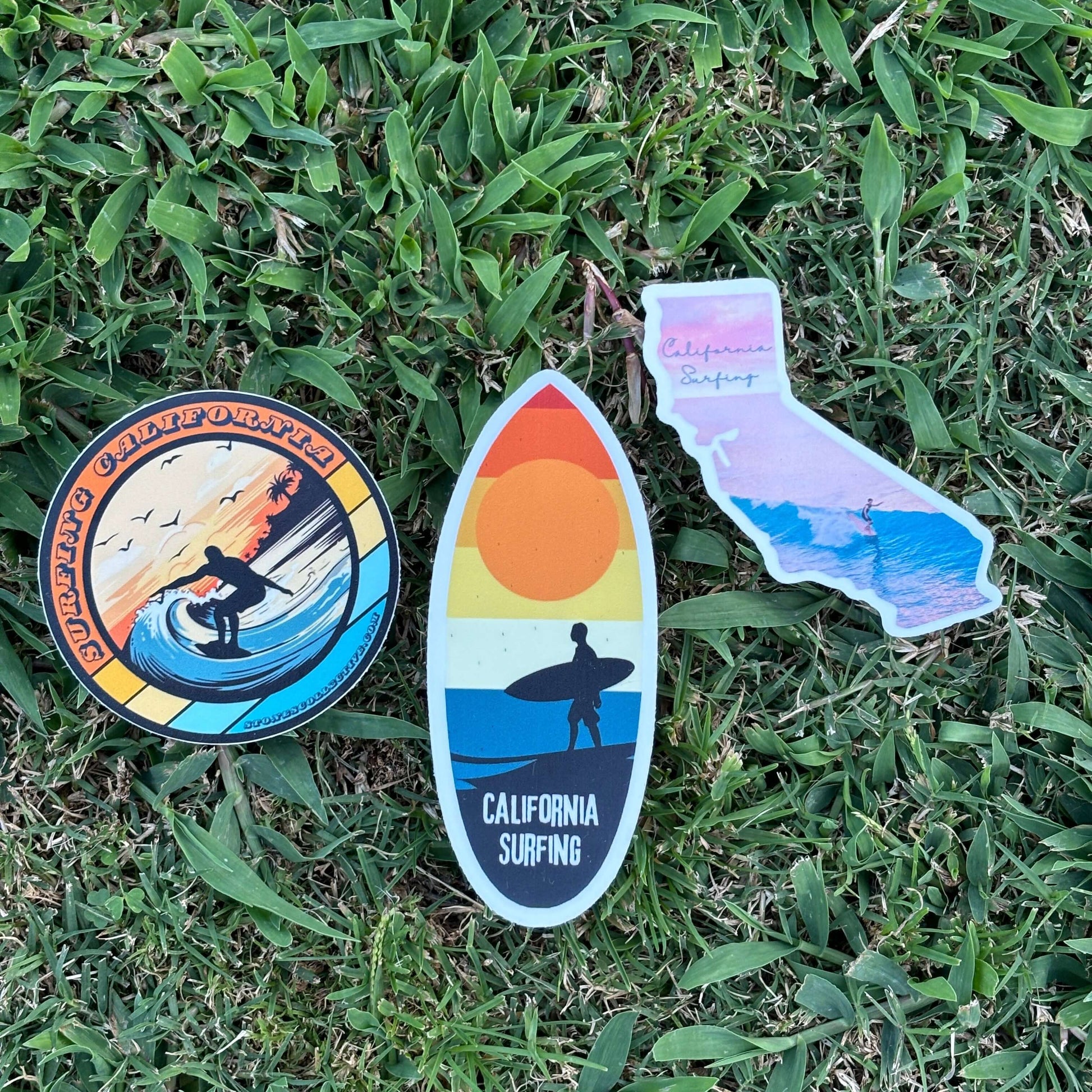 Surfing California sticker 3 pack