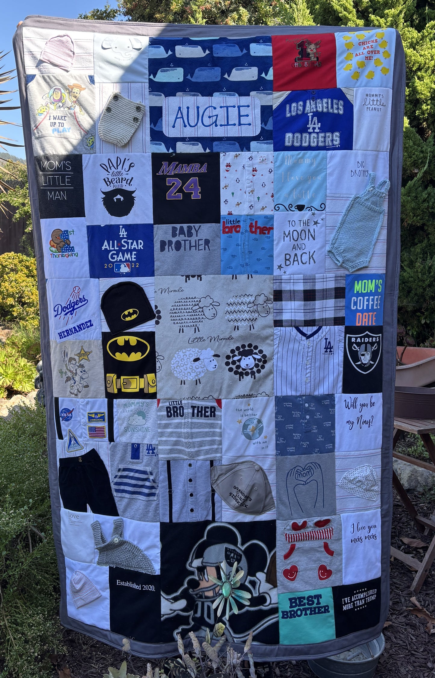 Custom memory quilt made with baby clothes