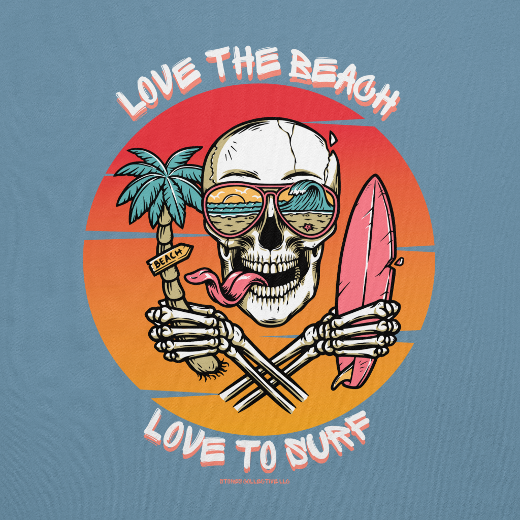 Love the Beach Love to Surf Unisex tee logo