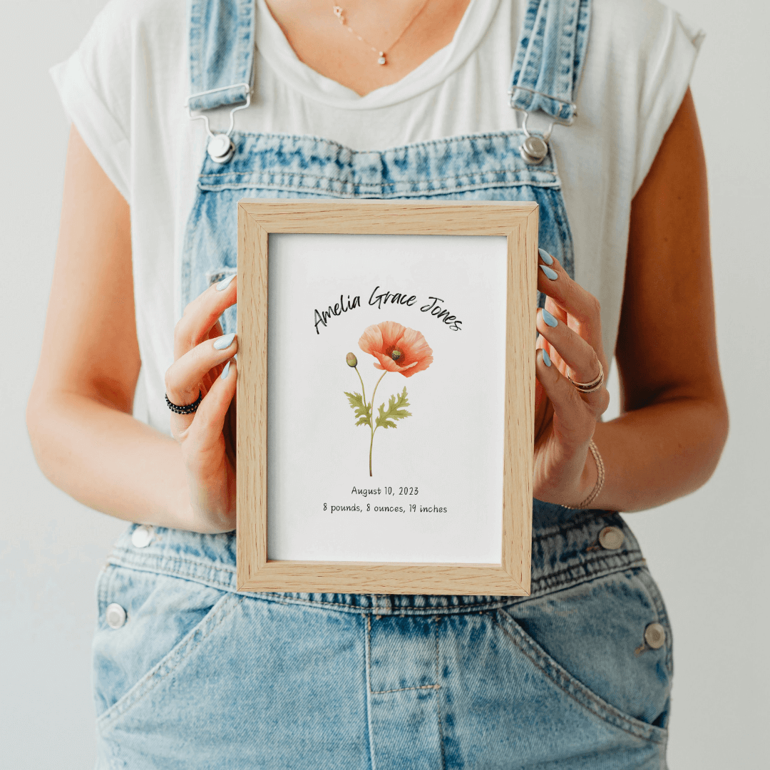 Personalized Baby Birth Month Flower Print