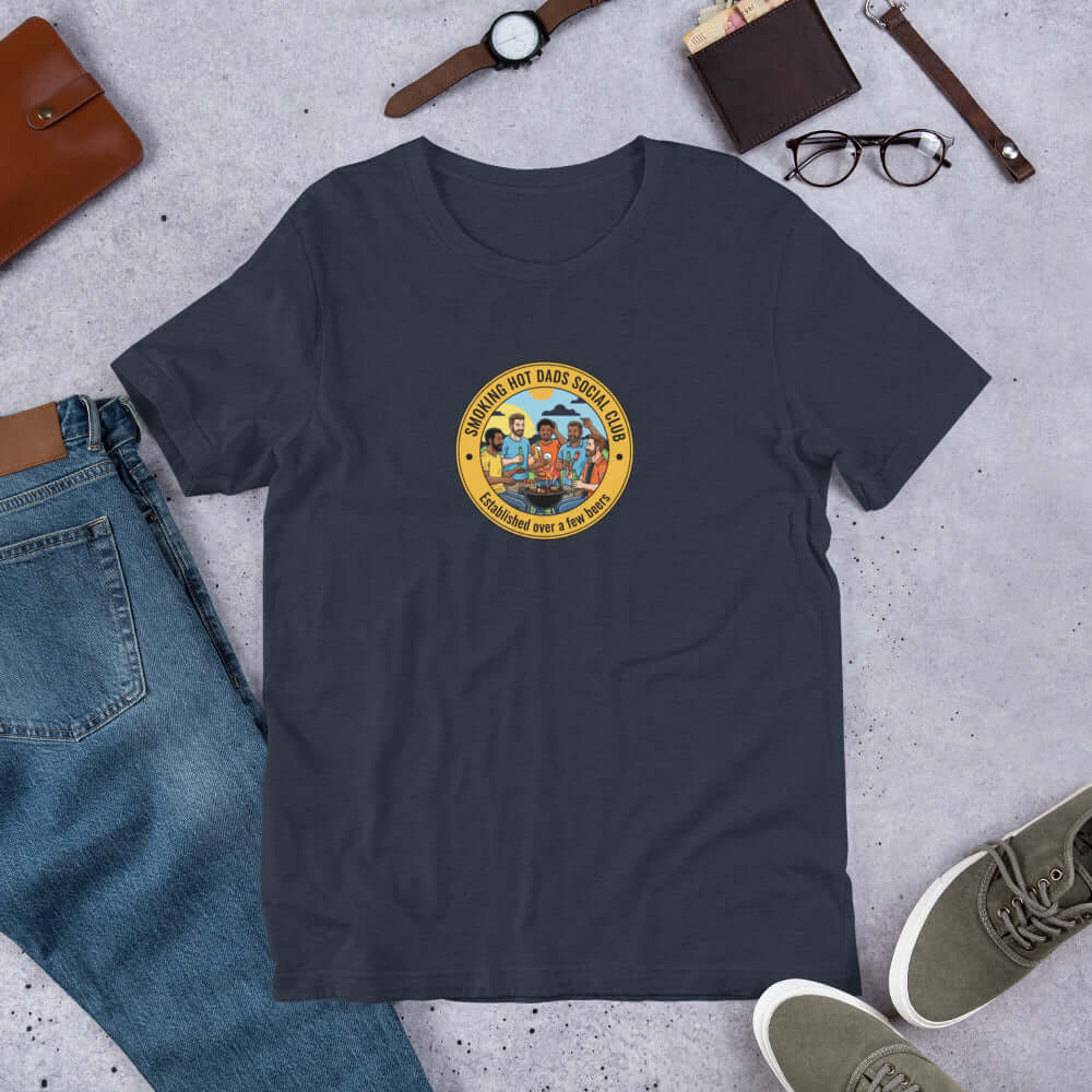 Navy Smoking Hot Dads Social Club T-Shirt