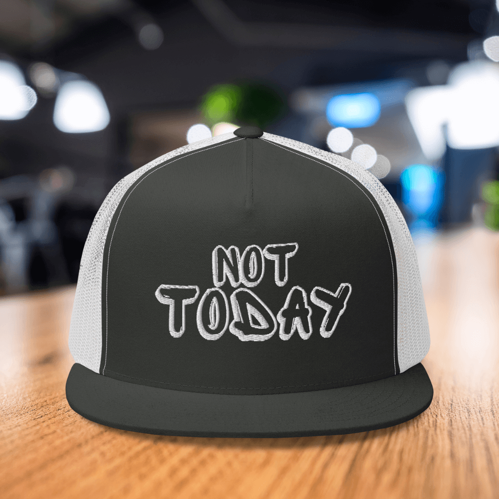 Embroidered Not Today Trucker Cap - grey