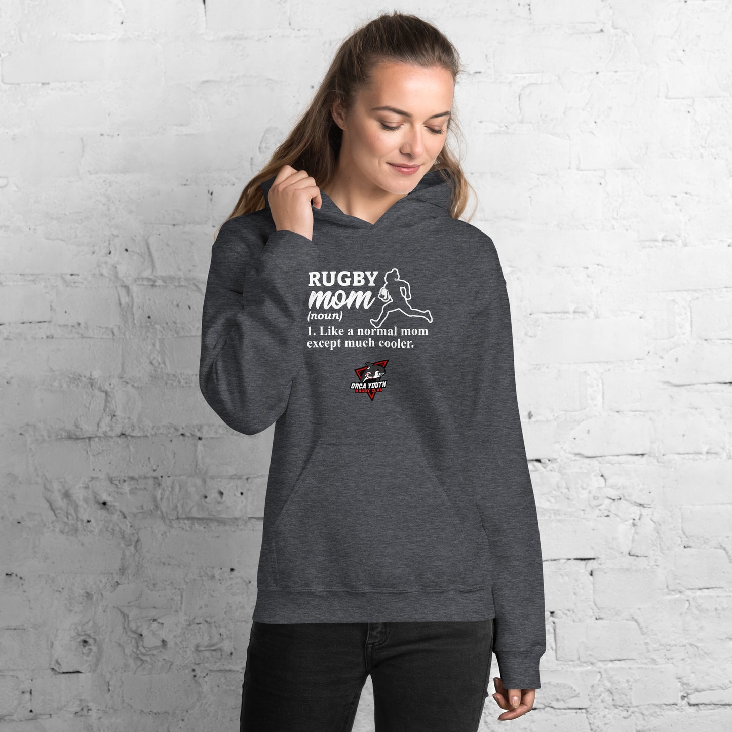 Grey Rugby Mom Hoodie