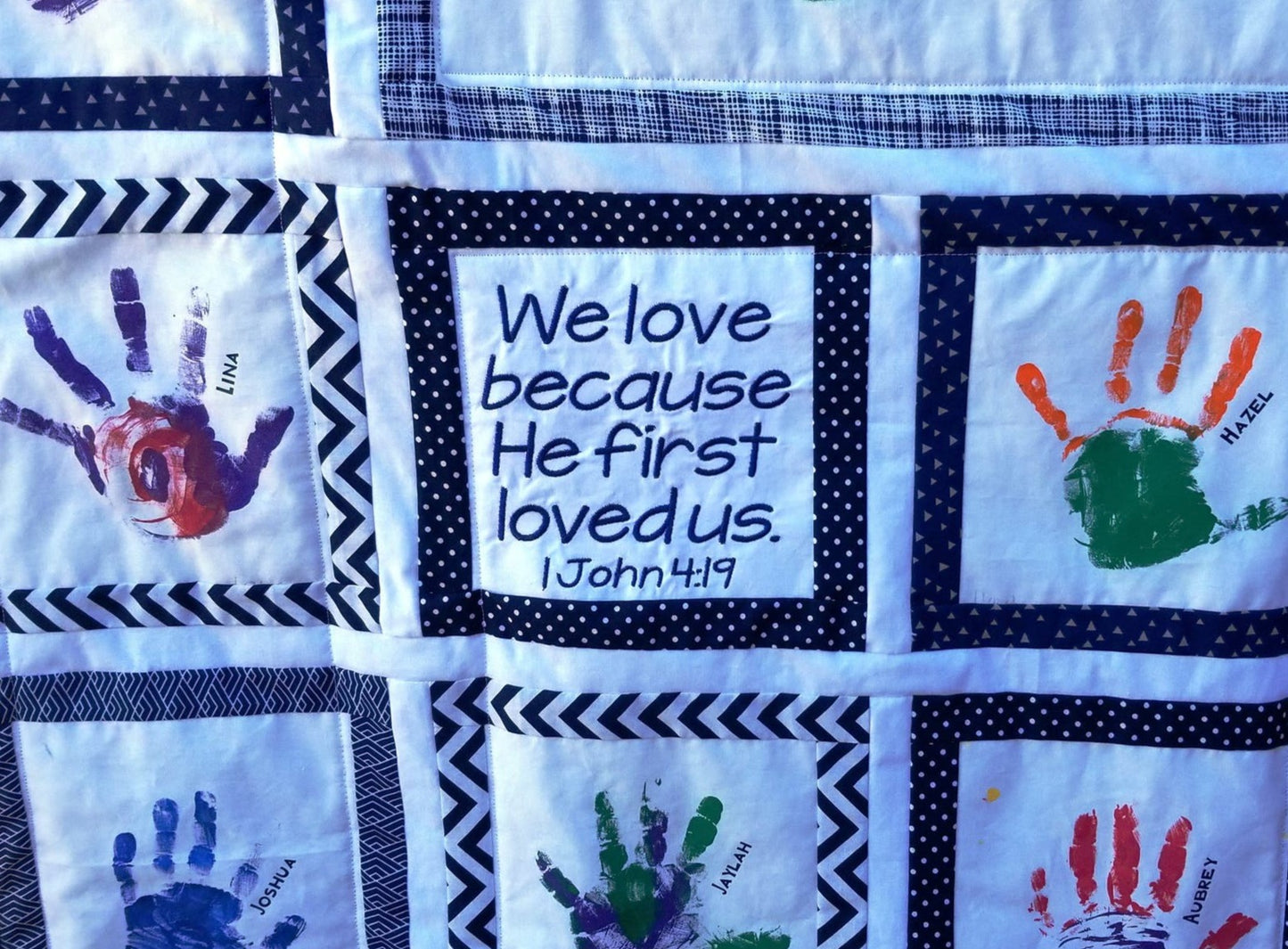 Personalized handprint quilt