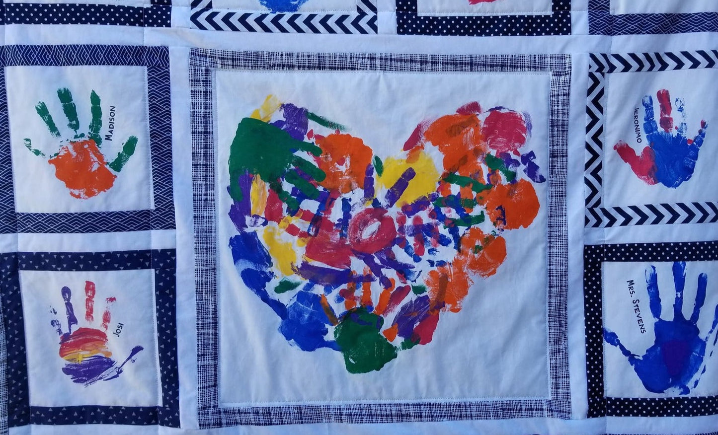 Personalized handprint quilt