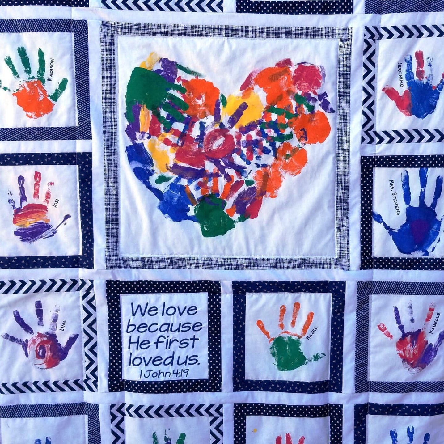 Custom personalized handprint quilt