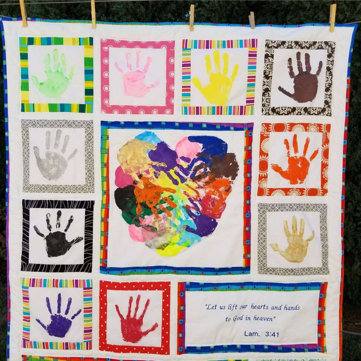 Personalized handprint quilt