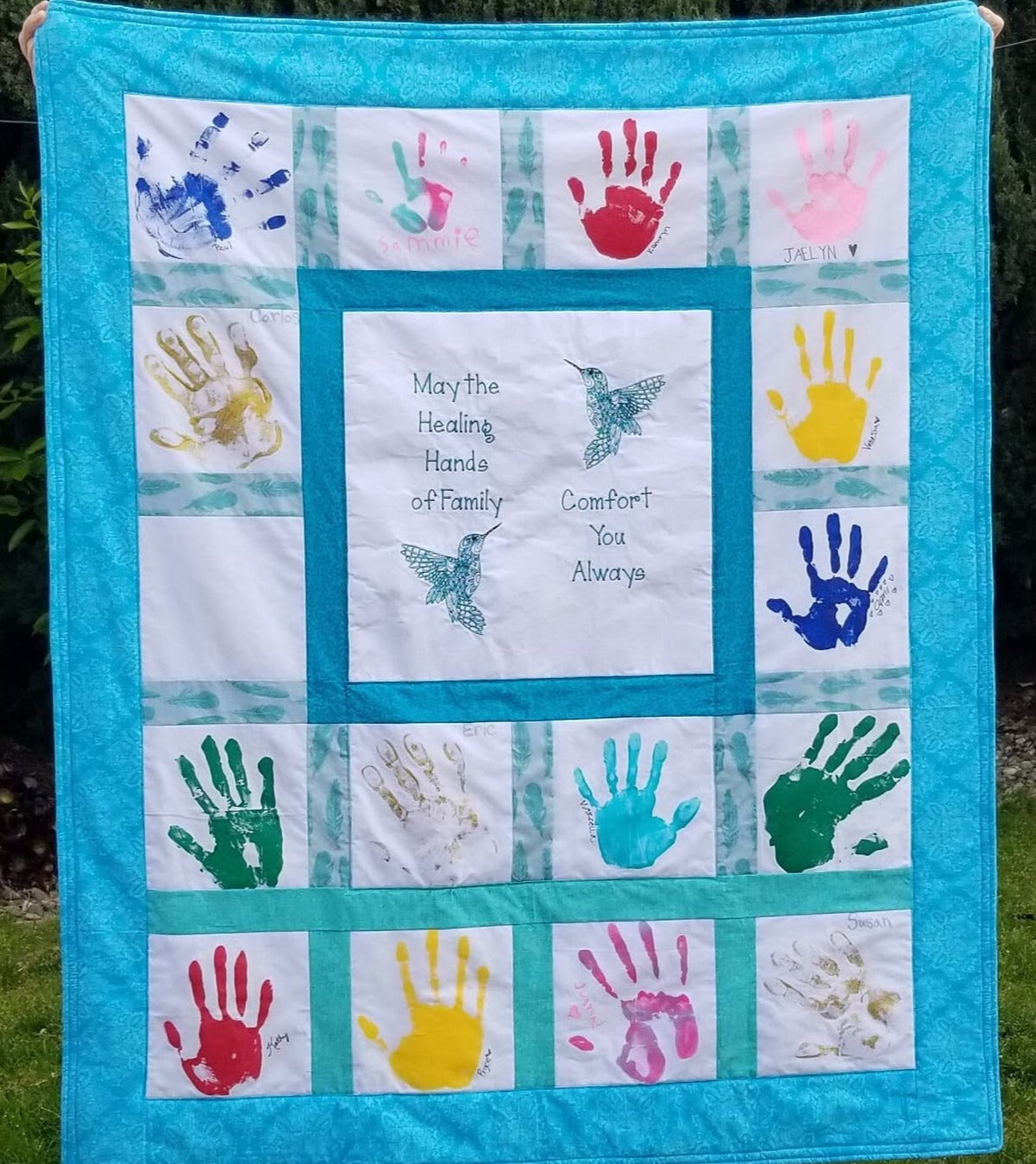 Personalized handprint quilt