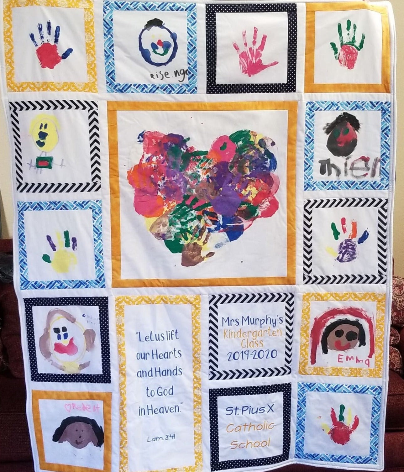 Personalized handprint quilt