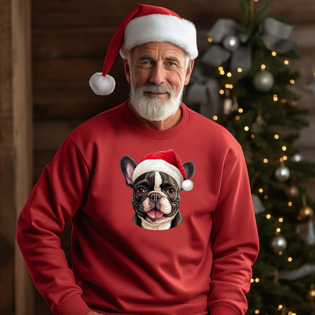 Christmas themed French Bulldog Red Sweatshirt