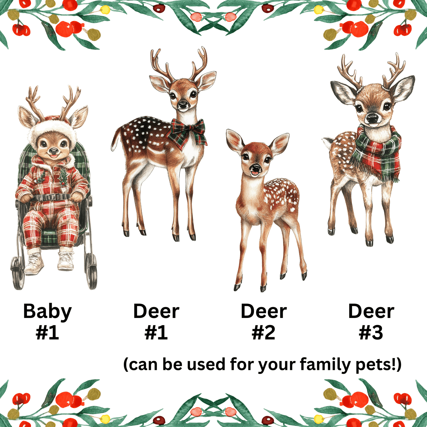 Personalized Family Reindeer Christmas Art - Festive, Cute, and Made for Your Loved Ones