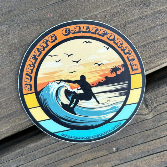 Surfing California sticker