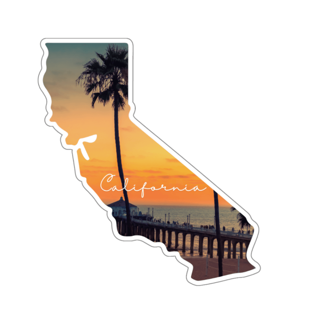 California Sunset Pier Vinyl Sticker