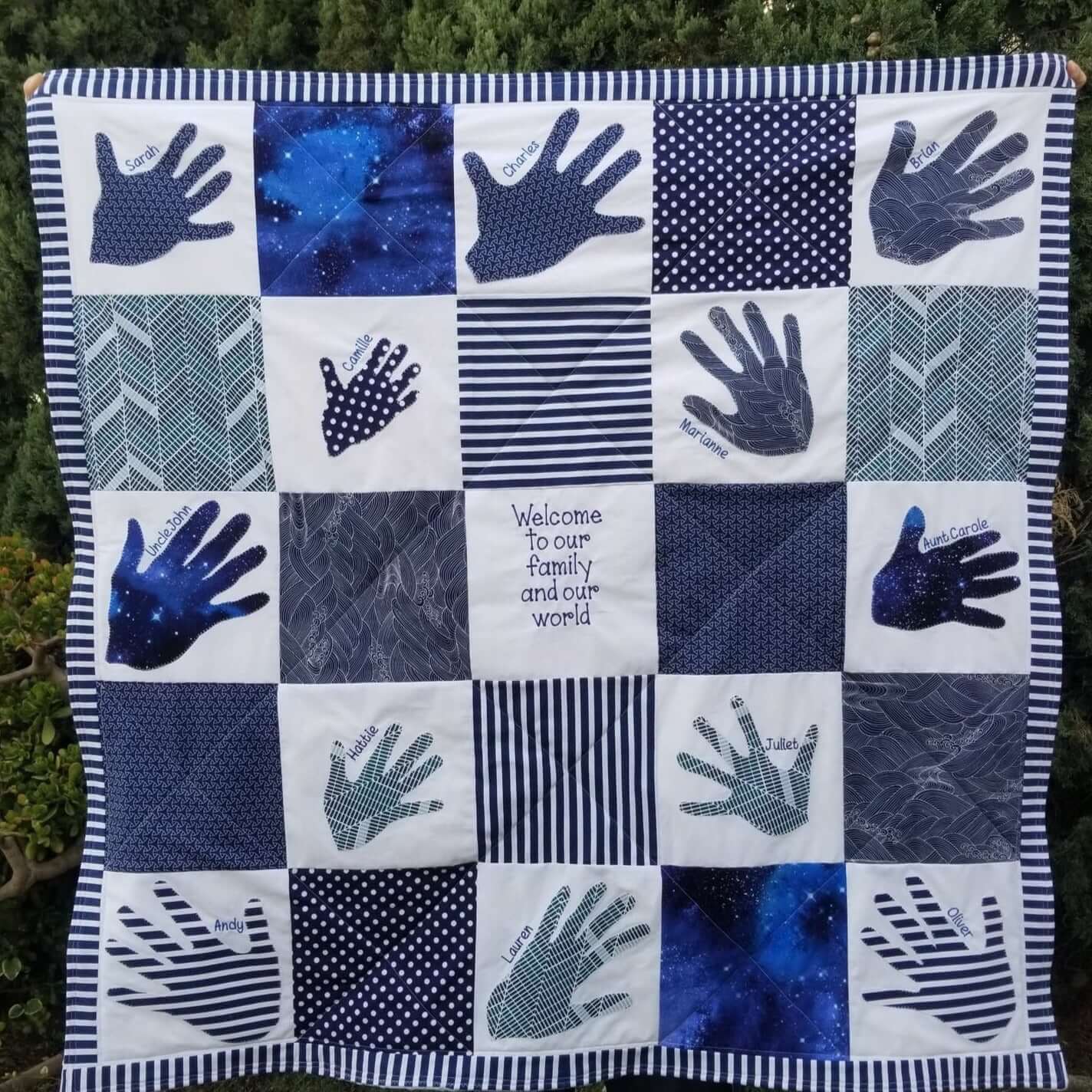 Custom Quilt with handprints