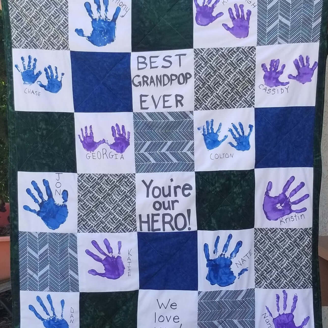 Memory Quilt with handprints