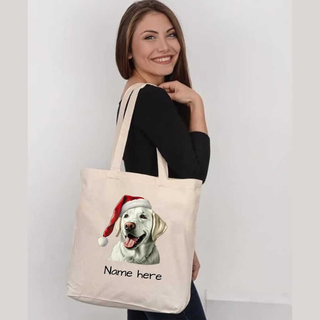 Festive Labrador Retriever Organic Canvas Tote – Holiday Cheer for Dog Lovers