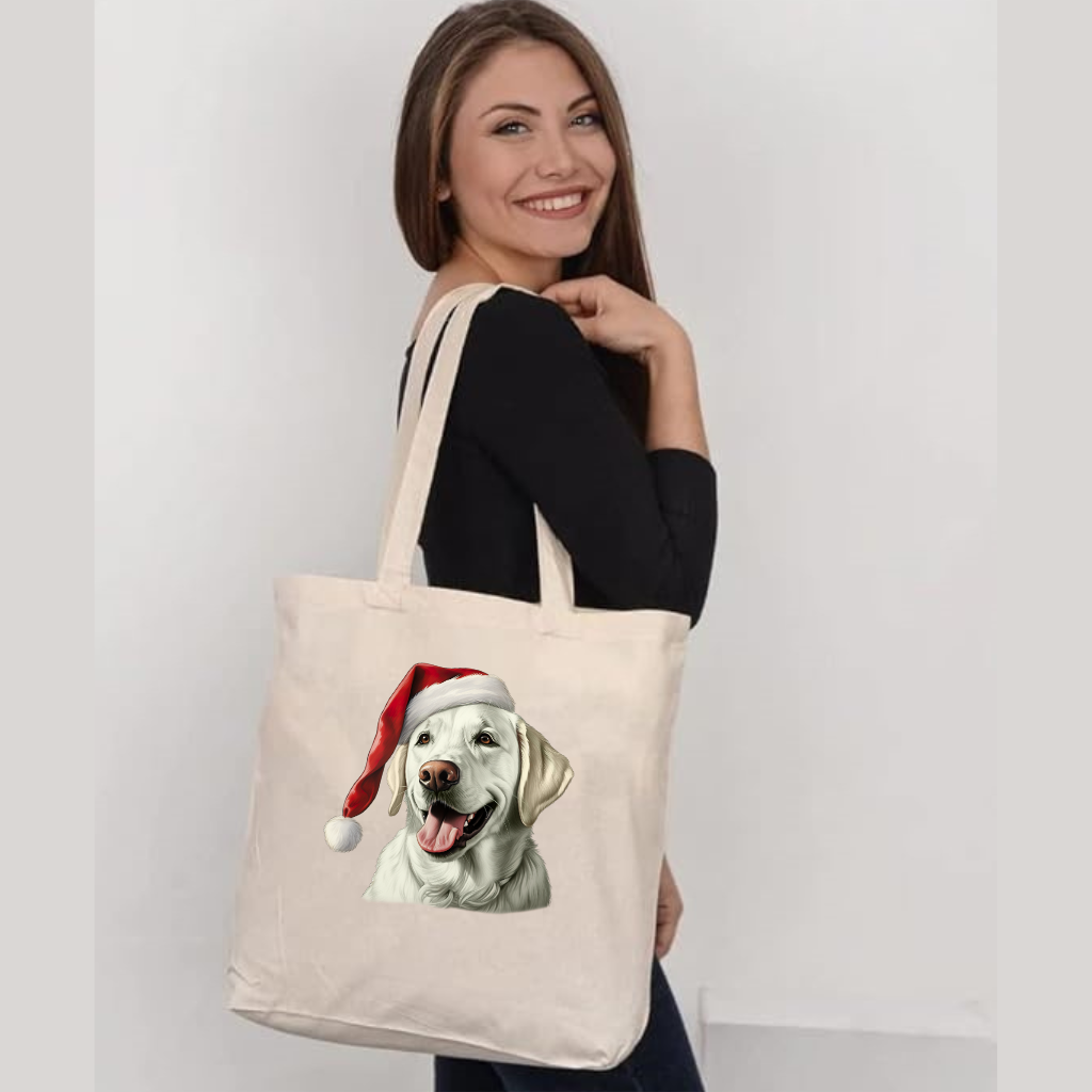 Festive Labrador Retriever Organic Canvas Tote – Holiday Cheer for Dog Lovers