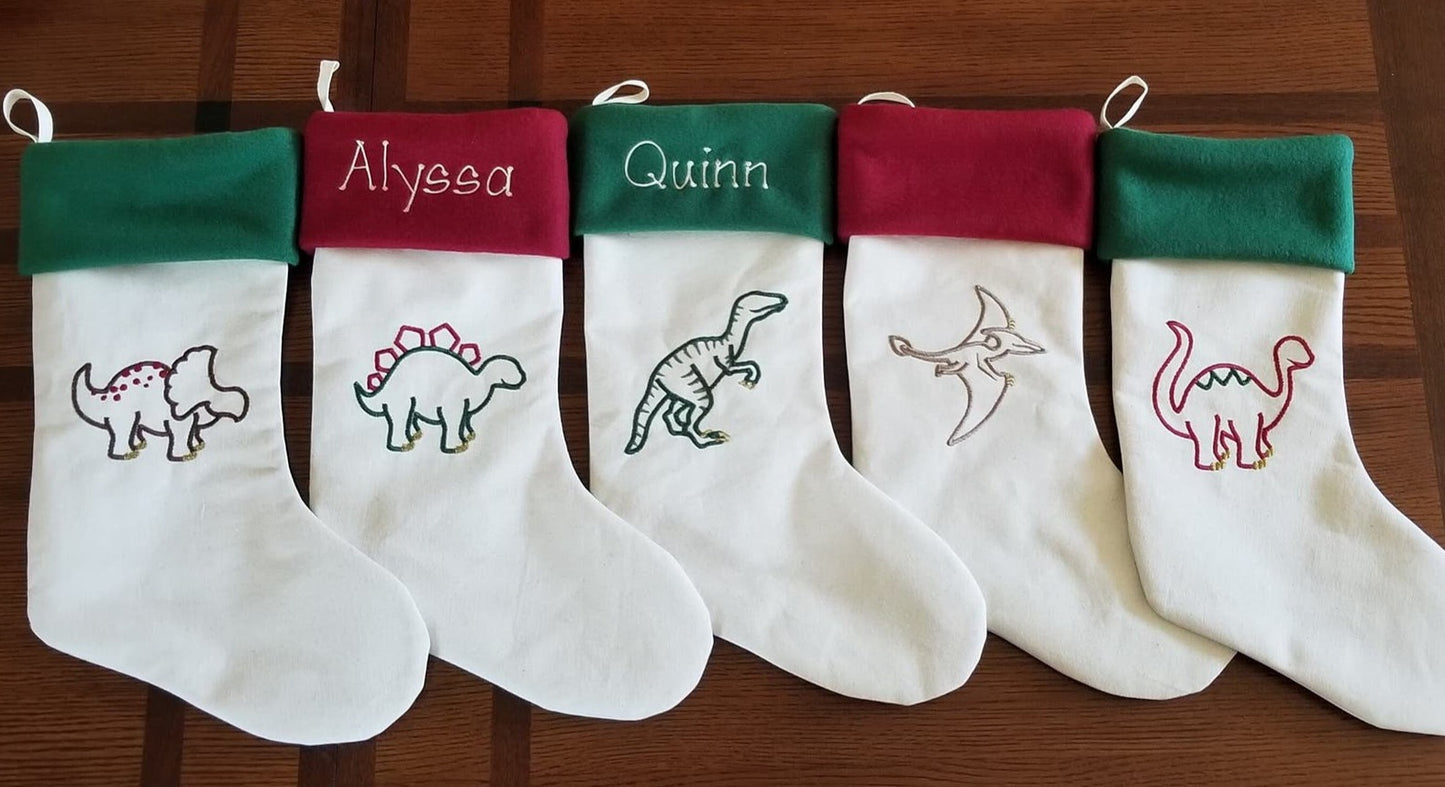 Personalized Dinosaur Christmas Stockings