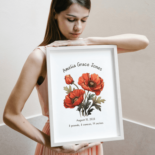 Personalized Baby Birth Month Flower Print