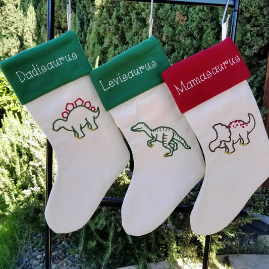 Personalized Dinosaur Christmas Stockings