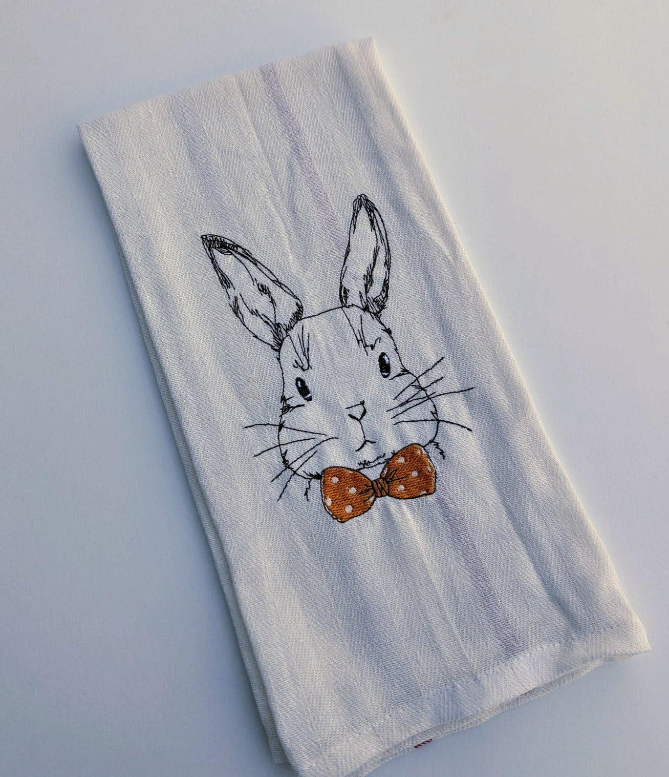 Embroidered Easter Bunny Tea Towel