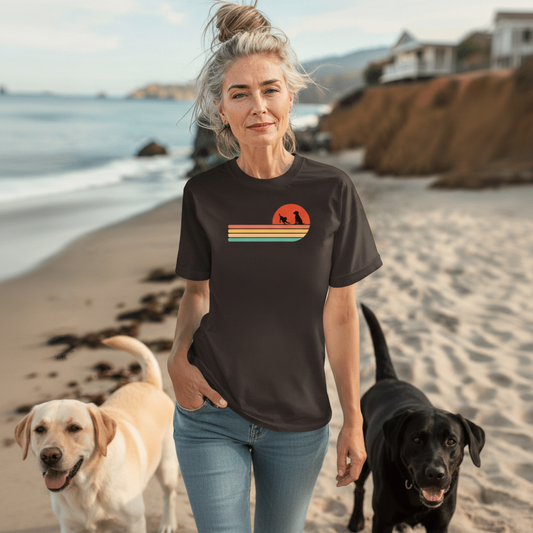Vintage sunset labradors together retro t-shirt