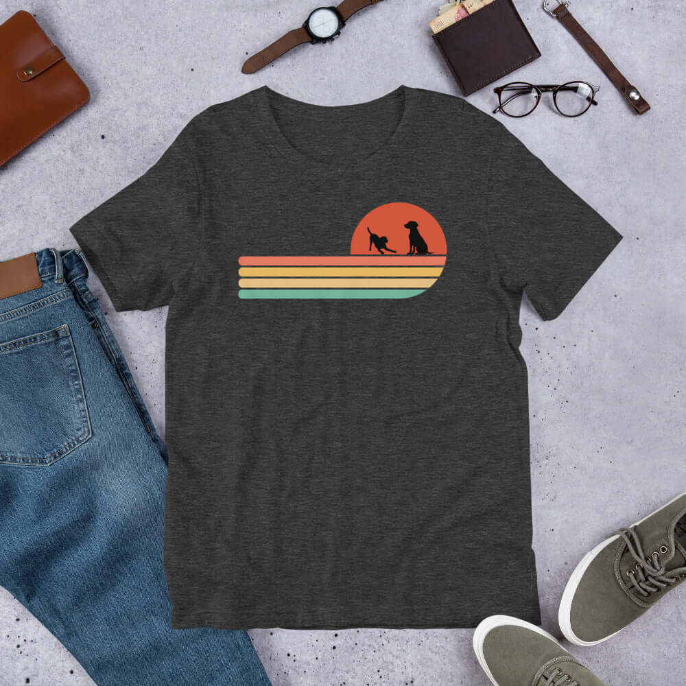 labradors together retro sunset t-shirt design